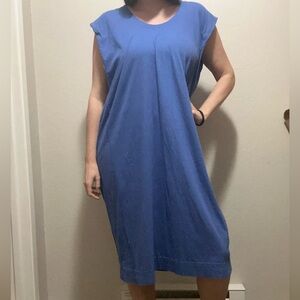 Free People Beach Oversized Midi T Shirt Dress Blue Small Boho